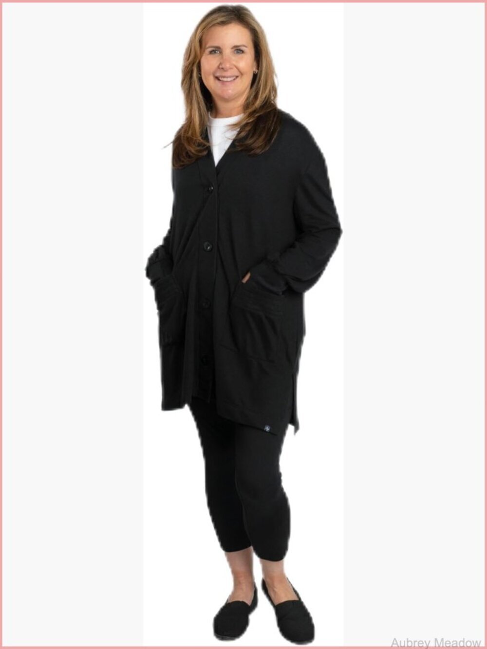 Brushed Sweater Knit Button-Front Cardigan with Thumb Holes